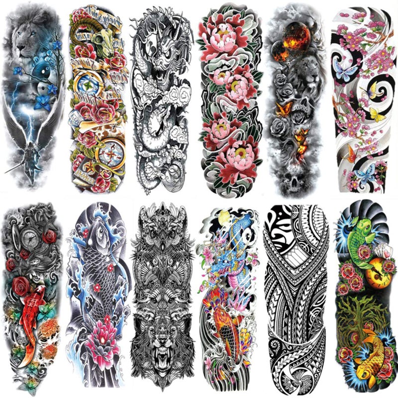 Aresvns Full Arm Temporary Tattoos for Men and Women,Temporary Tattoo Waterproof Sleeve Tattoo Last Long for Adults for BBQ Pool Beach Party - Image 1